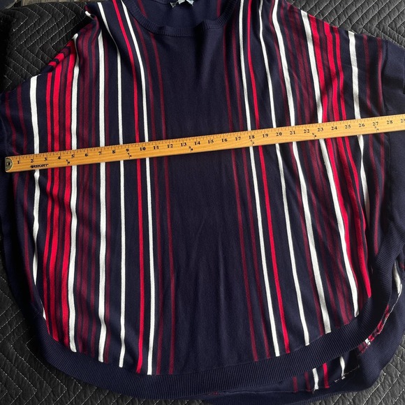 Joseph A Sweater Womens Extra Large XL Blue Red Striped Ruffle Zip Sleeve NEW - Picture 8 of 11